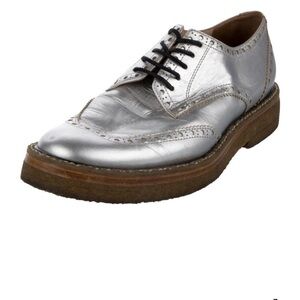 Dries Van Noten silver leather oxfords, gum sole - W8.5
